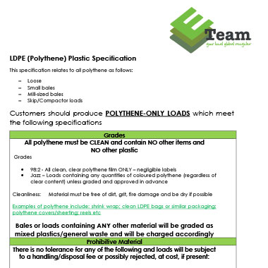 LDPE Plastic Film Spec